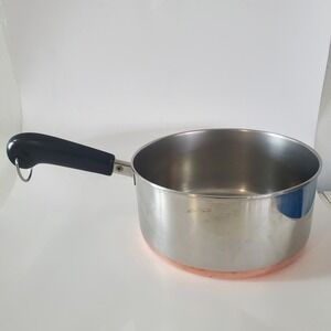 Revere Ware 1801 Copper Bottom 2 Qt Saucepan Stainless Steel USA 93g Vintage